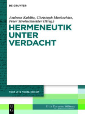 cover image of Hermeneutik unter Verdacht